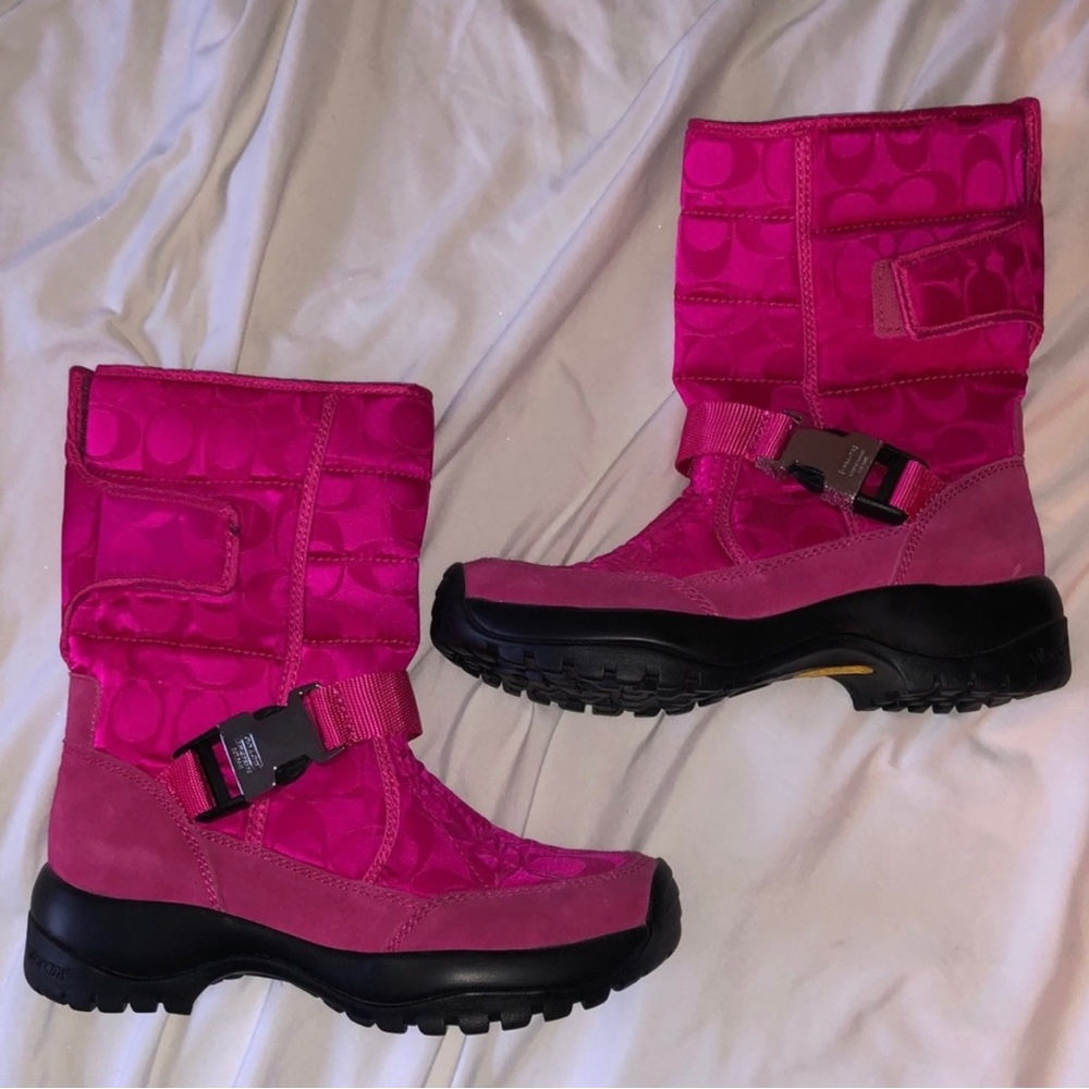 Coach fuchsia pink snow boots